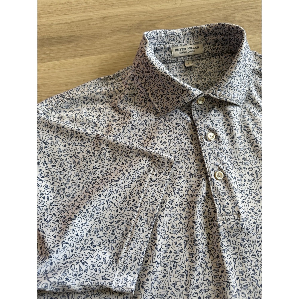 Peter Millar Summer Comfort Polo Golf Men's S Colorado Buffaloes White Geometric